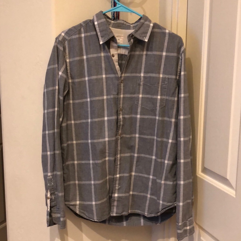 Gap Men’s button up grey and white check